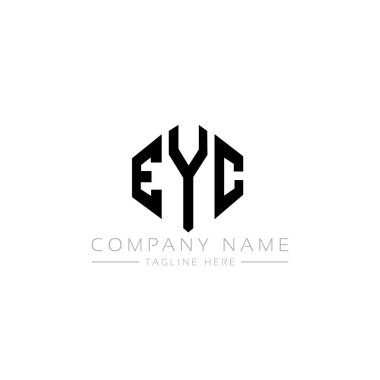 Çokgen şekilli EYC harf logosu tasarımı. EYC çokgen ve küp şeklinde logo tasarımı. EYC altıgen vektör logo şablonu beyaz ve siyah renkler. EYC monogramı, iş ve emlak logosu.