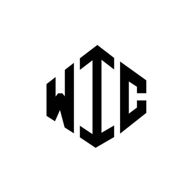 Çokgen şekilli WIC harf logosu tasarımı. WIC çokgen ve küp şeklinde logo tasarımı. WIC altıgen vektör logosu beyaz ve siyah renkler. WIC monogramı, iş ve emlak logosu.