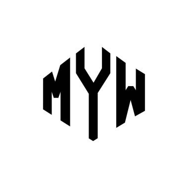 MYW letter logo design with polygon shape. MYW polygon and cube shape logo design. MYW hexagon vector logo template white and black colors. MYW monogram, business and real estate logo.