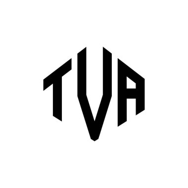 TVA letter logo design with polygon shape. TVA polygon and cube shape logo design. TVA hexagon vector logo template white and black colors. TVA monogram, business and real estate logo.