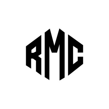RMC letter logo design with polygon shape. RMC polygon and cube shape logo design. RMC hexagon vector logo template white and black colors. RMC monogram, business and real estate logo.