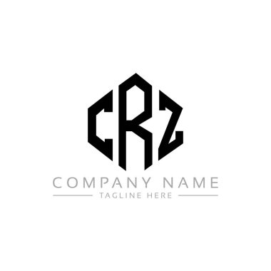 Çokgen şekilli CRZ harf logosu tasarımı. CRZ çokgen ve küp şeklinde logo tasarımı. CRZ altıgen vektör logo şablonu beyaz ve siyah renkler. CRZ monogramı, iş ve emlak logosu.