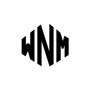 WNM letter logo design with polygon shape. WNM polygon and cube shape logo design. WNM hexagon vector logo template white and black colors. WNM monogram, business and real estate logo.