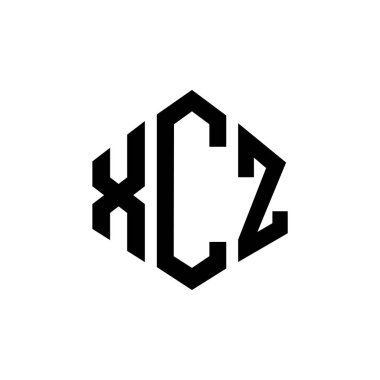 Çokgen şekilli XCZ harf logosu tasarımı. XCZ çokgen ve küp şeklinde logo tasarımı. XCZ altıgen vektör logo şablonu beyaz ve siyah renkler. XCZ monogramı, iş ve emlak logosu.