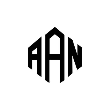 Çokgen şekilli AAN harf logosu tasarımı. AAN çokgen ve küp şeklinde logo tasarımı. AAN altıgen vektör logosu beyaz ve siyah renkler. AAN monogram, iş ve emlak logosu.