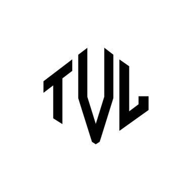 Çokgen şekilli TVL harf logosu tasarımı. TVL çokgen ve küp şeklinde logo tasarımı. TVL altıgen vektör logosu beyaz ve siyah renkler. TVL monogramı, iş ve emlak logosu.