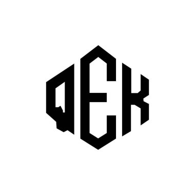 QEK letter logo design with polygon shape. QEK polygon and cube shape logo design. QEK hexagon vector logo template white and black colors. QEK monogram, business and real estate logo.