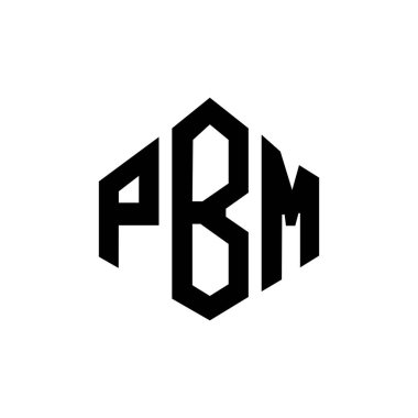 PBM letter logo design with polygon shape. PBM polygon and cube shape logo design. PBM hexagon vector logo template white and black colors. PBM monogram, business and real estate logo.