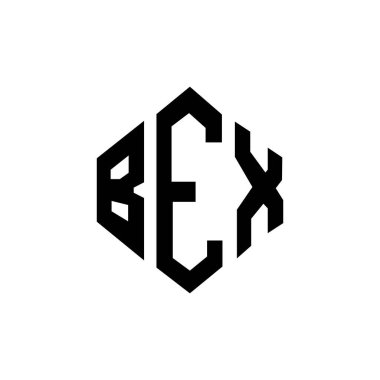 BEX letter logo design with polygon shape. BEX polygon and cube shape logo design. BEX hexagon vector logo template white and black colors. BEX monogram, business and real estate logo.