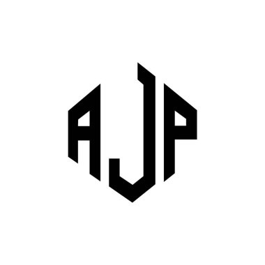 AJP letter logo design with polygon shape. AJP polygon and cube shape logo design. AJP hexagon vector logo template white and black colors. AJP monogram, business and real estate logo.