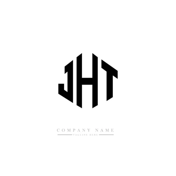Jht字母标识设计与多边形 Jht多边形和立方形标志设计 Jht六边形矢量标识模板白色和黑色 Jht字母表 商业和房地产标志 — 图库矢量图片