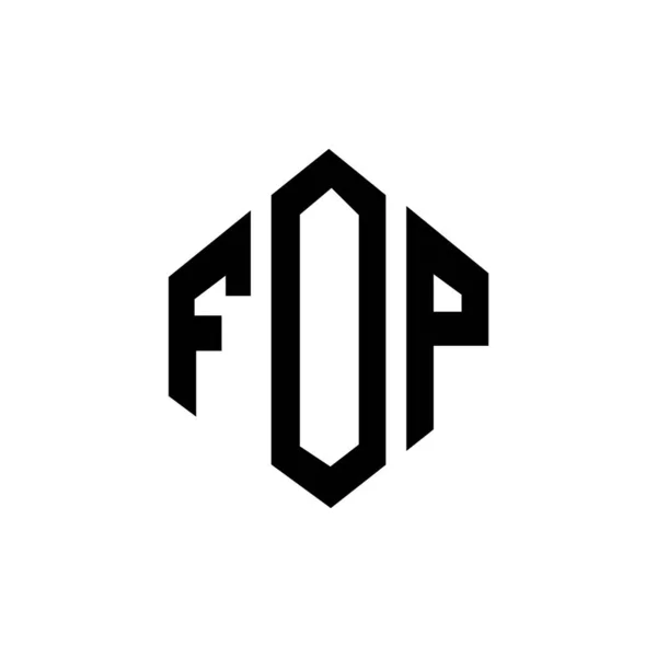 Çokgen Şekilli Fop Harfi Logo Tasarımı Fop Çokgen Küp Şeklinde — Stok Vektör