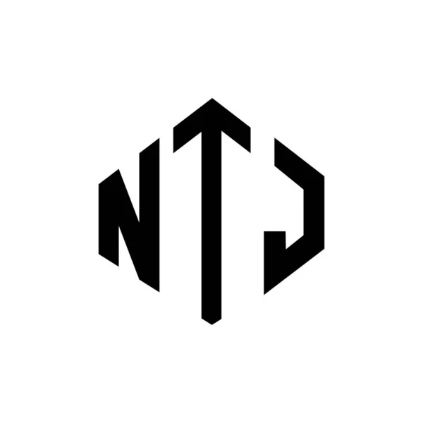 Ntj Letter Logo Design Polygon Shape Ntj Polygon Cube Shape — Stok Vektör