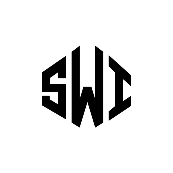 Swi Letter Logo Design Polygon Shape Swi Polygon Cube Shape — Vector de stock