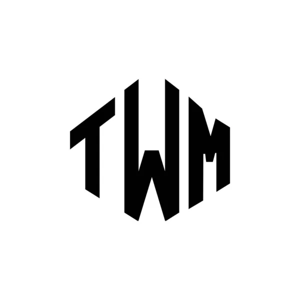 Twm Letter Logo Design Polygon Shape Twm Polygon Cube Shape —  Vetores de Stock
