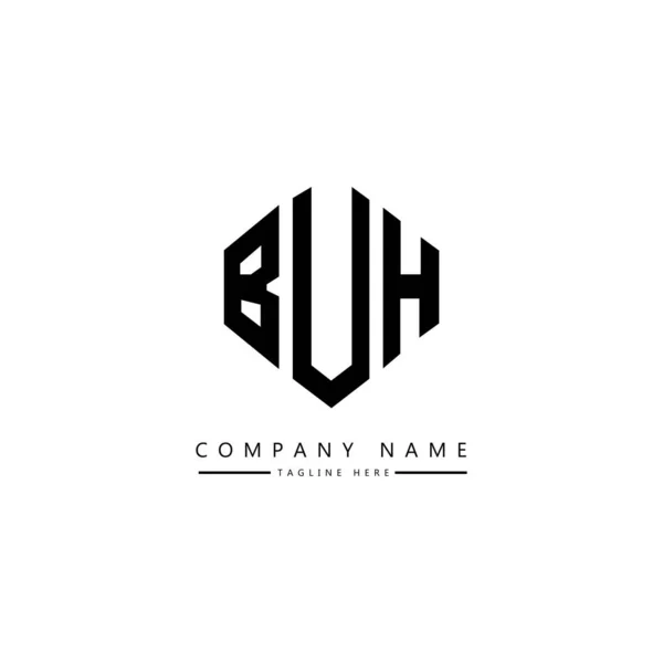Buh Letter Logo Design Polygon Shape Buh Polygon Cube Shape — Vettoriale Stock