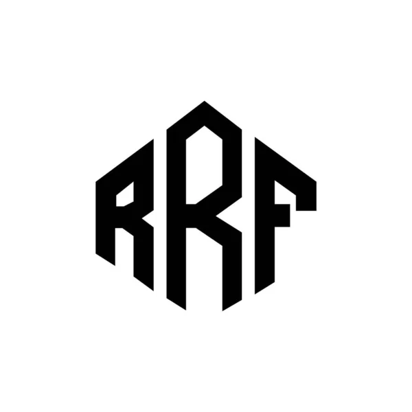 ポリゴン形状のRrfレターロゴデザイン Rrfポリゴンとキューブ形状のロゴデザイン Rrf六角形ベクトルロゴテンプレート白と黒の色 Rrfモノグラム ビジネスや不動産のロゴ — ストックベクタ