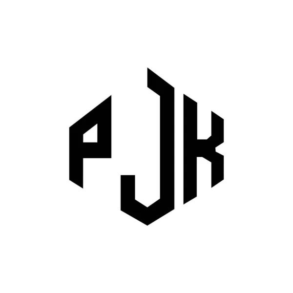 Pjk Letter Logo Design Polygon Shape Pjk Polygon Cube Shape — ストックベクタ
