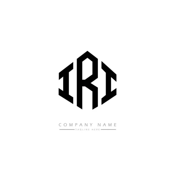 ポリゴンの形をしたIri文字ロゴデザイン キューブ形のロゴデザイン 六角形ベクトルロゴテンプレート白と黒の色 モノグラム ビジネスや不動産のロゴ — ストックベクタ