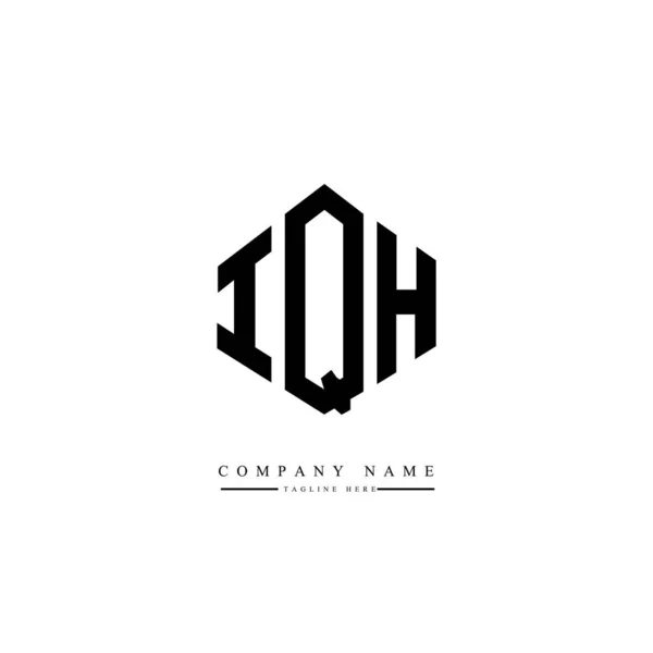 Iqh字母标识设计与多边形 方块形状的标志设计 六边形矢量标识模板白色和黑色的颜色 商业和房地产标志 — 图库矢量图片