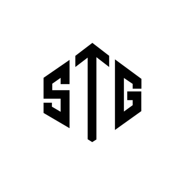 Çokgen Şekilli Stg Harf Logosu Tasarımı Stg Çokgen Küp Şeklinde — Stok Vektör