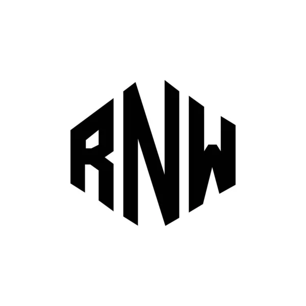 Rnw Letter Logo Design Polygon Shape Rnw Polygon Cube Shape —  Vetores de Stock