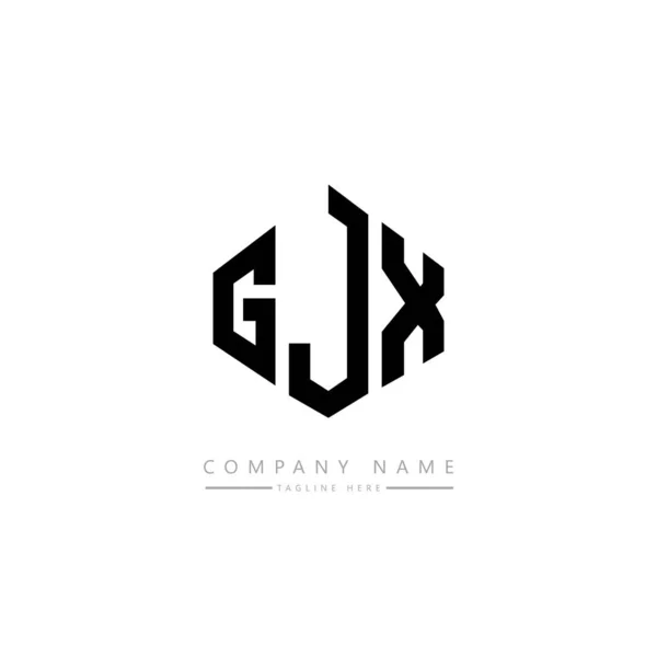 Gjx字母标识设计与多边形 方块形状的标志设计 六边形矢量标识模板白色和黑色的颜色 商业和房地产标志 — 图库矢量图片
