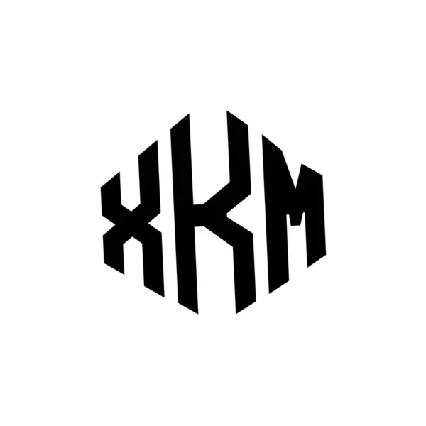 Xkm Letter Logo Design Polygon Shape Xkm Polygon Cube Shape — Stockvector