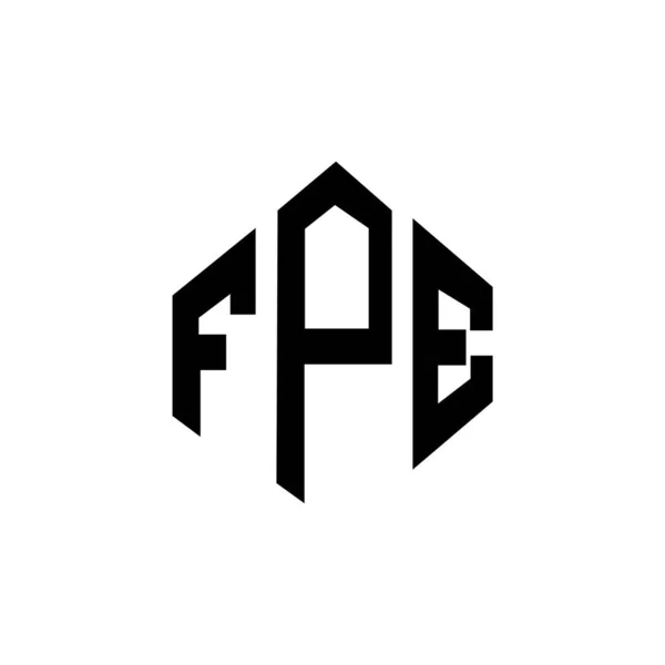 Çokgen Şekilli Fpe Harf Logosu Tasarımı Fpe Çokgen Küp Şeklinde — Stok Vektör