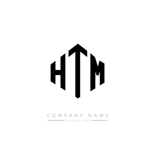 带有多边形的Htm字母标识设计 Htm多边形和立方形标志设计 Htm六边形矢量标识模板白色和黑色的颜色 Htm字母表 商业和房地产标志 — 图库矢量图片