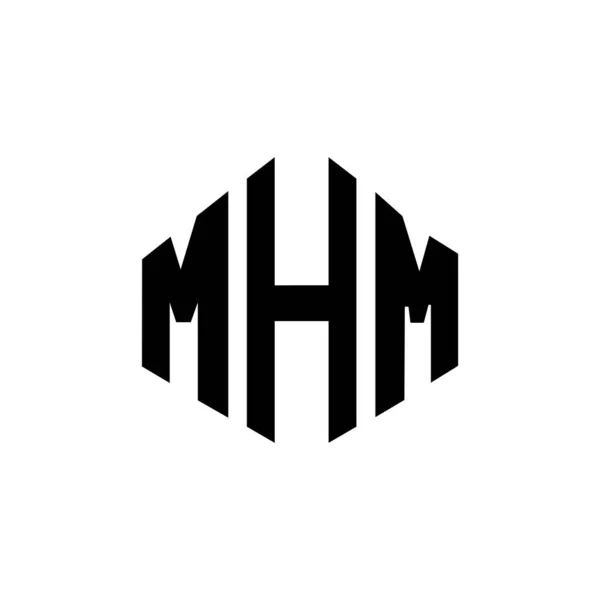 Mhm字母标识设计与多边形 Mhm多边形和立方体的标志设计 Mhm六边形矢量标识模板白色和黑色的颜色 Mhm字母表 商业和房地产标志 — 图库矢量图片