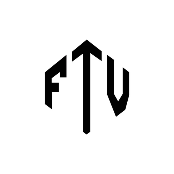 Design Logotipo Carta Ftv Com Forma Polígono Design Logotipo Forma — Vetor de Stock
