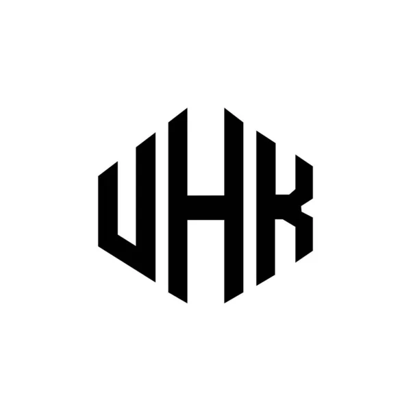 ポリゴン形状のUhk文字ロゴデザイン Uhkポリゴンとキューブ形状のロゴデザイン Uhk六角形ベクトルロゴテンプレート白と黒の色 Uhkモノグラム ビジネスや不動産のロゴ — ストックベクタ