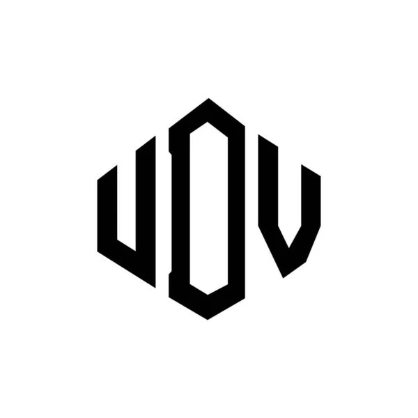 Udv Letter Logo Design Polygon Shape Udv Polygon Cube Shape — Vector de stock