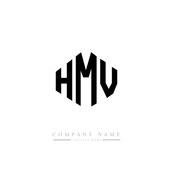 Hmv字母标识设计与多边形 Hmv多边形和立方形标志设计 Hmv六边形矢量标识模板白色和黑色 Hmv主题图 商业和房地产标识 — 图库矢量图片