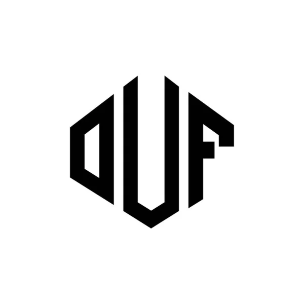 Çokgen Şekilli Ouf Harf Logosu Tasarımı Ouf Çokgen Küp Şeklinde — Stok Vektör