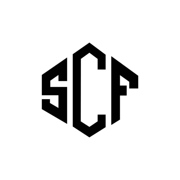 Scf Letter Logo Design Polygon Shape Scf Polygon Cube Shape — Vettoriale Stock