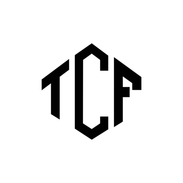 Çokgen Şekilli Tcf Harf Logosu Tasarımı Tcf Çokgen Küp Şeklinde — Stok Vektör