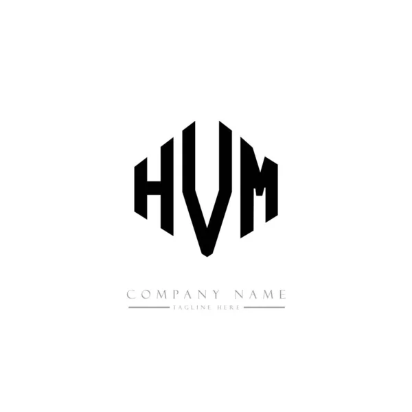 Hvm字母标识设计与多边形 Hvm多边形和立方形标志设计 Hvm六边形矢量标识模板白色和黑色 Hvm主题图 商业和房地产标识 — 图库矢量图片