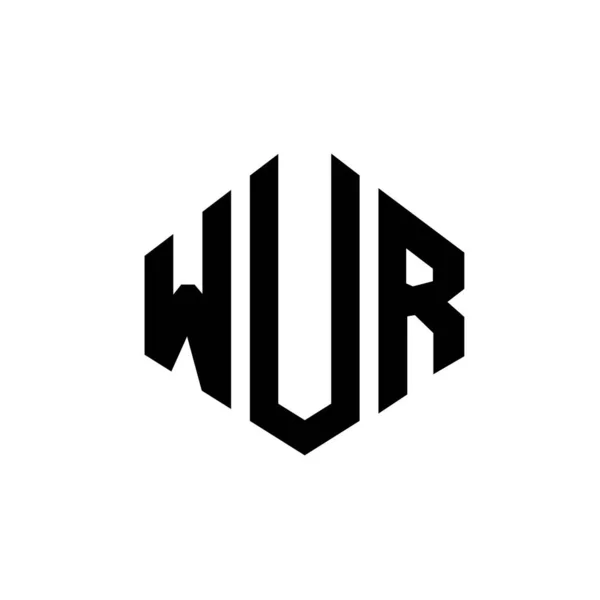 Çokgen Şekilli Wur Harf Logosu Tasarımı Wur Çokgen Küp Şeklinde — Stok Vektör