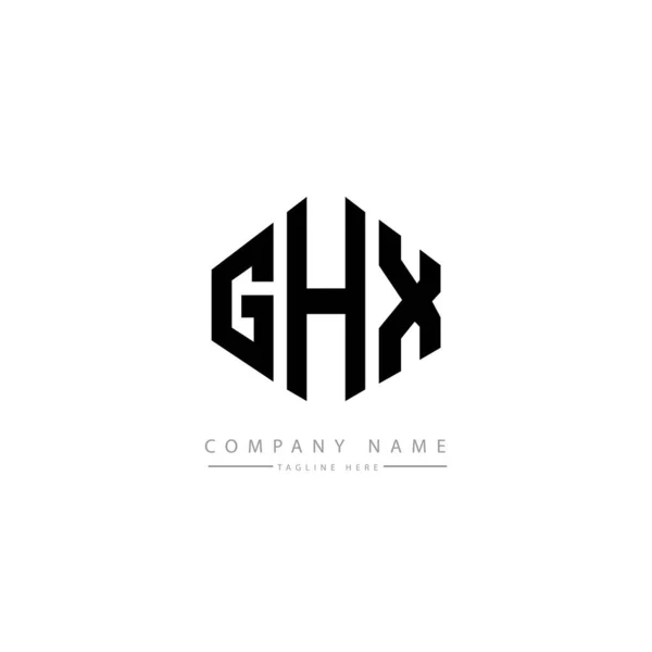 Ghx字母标识设计与多边形 方块形状的标志设计 六边形矢量标识模板白色和黑色的颜色 商业和房地产标志 — 图库矢量图片