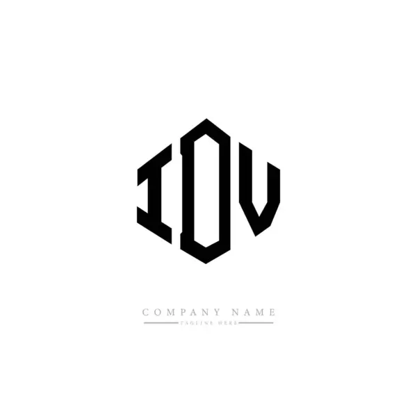 Idv文字多角形のロゴデザイン キューブ形のロゴデザイン 六角形ベクトルロゴテンプレート白と黒の色 モノグラム ビジネスや不動産のロゴ — ストックベクタ