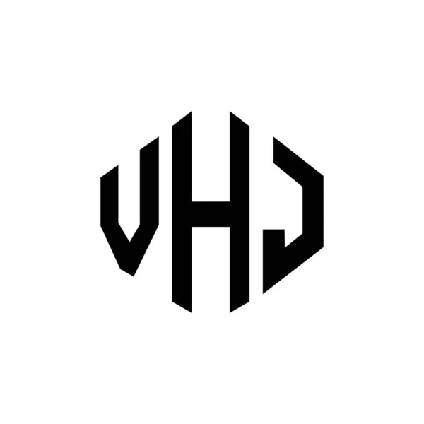 Vhj字母标识设计与多边形 Vhj多边形和立方形标志设计 Vhj六边形矢量标识模板白色和黑色 Vhj字母表 商业和房地产标志 — 图库矢量图片