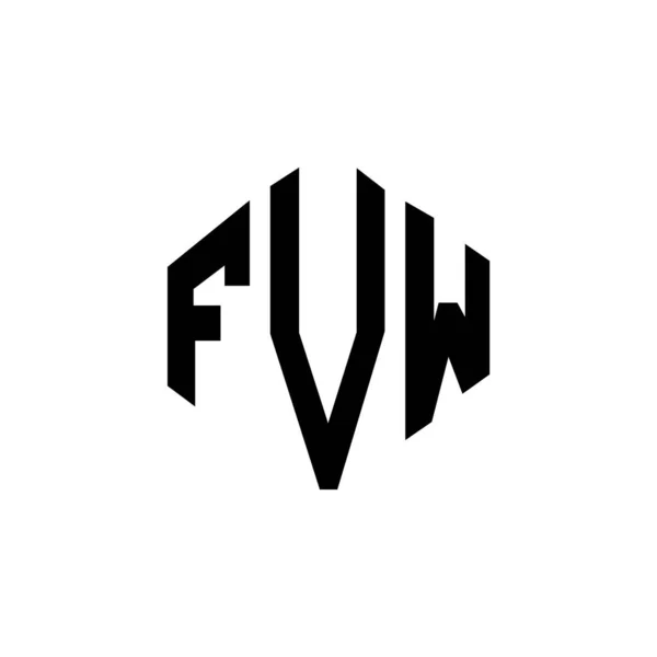 Çokgen Şekilli Fvw Harf Logosu Tasarımı Fvw Çokgen Küp Şeklinde — Stok Vektör
