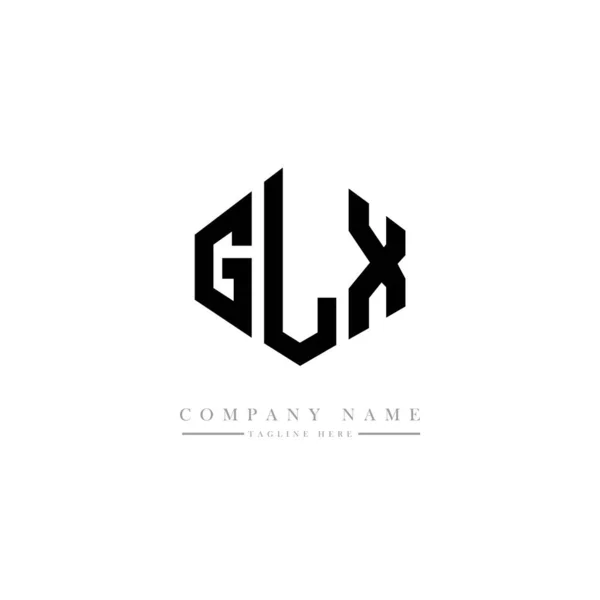 Glx字母标识设计与多边形 方块形状的标志设计 六边形矢量标识模板白色和黑色的颜色 商业和房地产标志 — 图库矢量图片