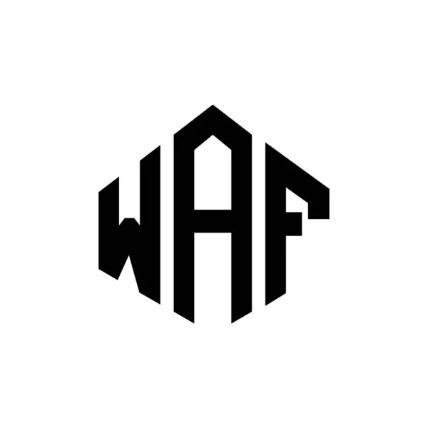 多角形のWaf文字ロゴデザイン Wafポリゴンとキューブ形状のロゴデザイン Waf六角形ベクトルロゴテンプレート白と黒の色 Wafモノグラム ビジネスや不動産のロゴ — ストックベクタ