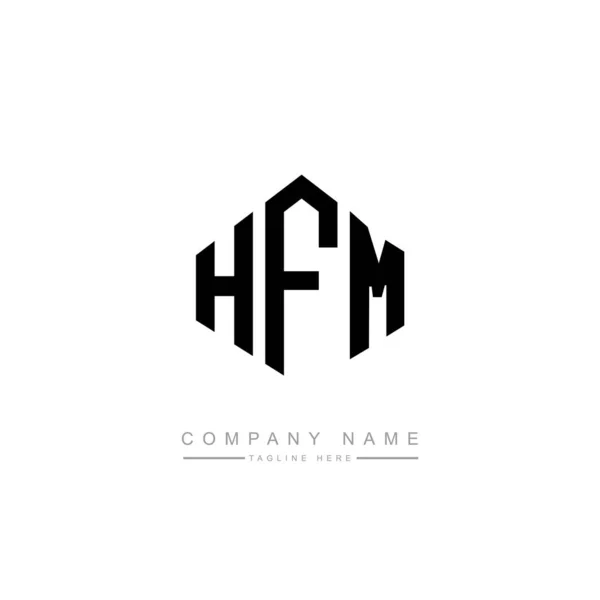 具有多边形的Hfm字母标识设计 Hfm多边形和立方形标志设计 Hfm六边形矢量标识模板白色和黑色 Hfm字母表 商业和房地产标志 — 图库矢量图片