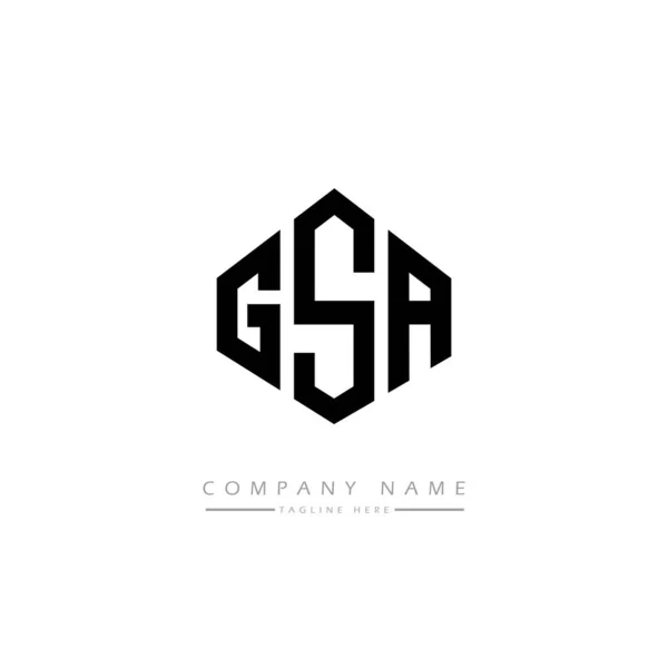 Gsa字母标识设计与多边形 方块形状的标志设计 六边形矢量标识模板白色和黑色的颜色 商业和房地产标志 — 图库矢量图片