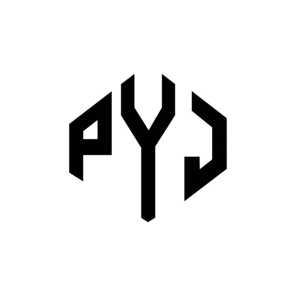 Pyj Letter Logo Design Polygon Shape Pyj Polygon Cube Shape — Vector de stock