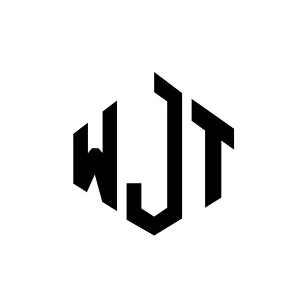 Wjt Letter Logo Design Polygon Shape Wjt Polygon Cube Shape — Stok Vektör